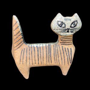 1950's Lisa Larson Pottery Cat Gustavsberg Sweden MCM 4.5” Long Lilla Zoo Series